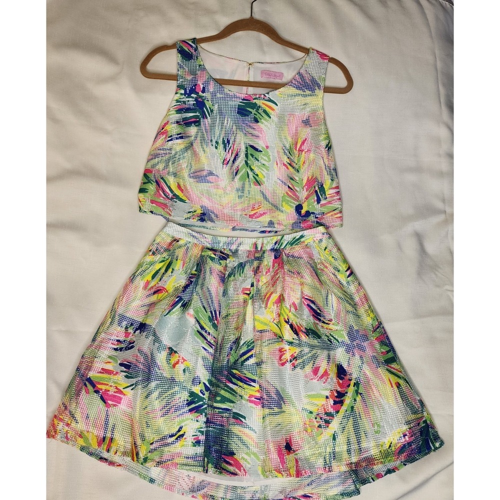 NEW!! Lilly Pulitzer Multicolor Tropical Print Two-Piece Skirt Set - Picture 13 of 14